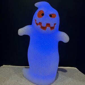 Vintage Melted Plastic Popcorn Ghost Lights Change Color 16" Halloween